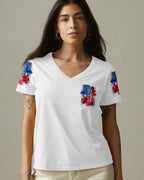 Cowgic One Nation Under God Floral Flag Women's All Over Print Shirt