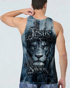 Cowgic Jesus Is My Savior Lion Watercolor Men's All Over Print Shirt