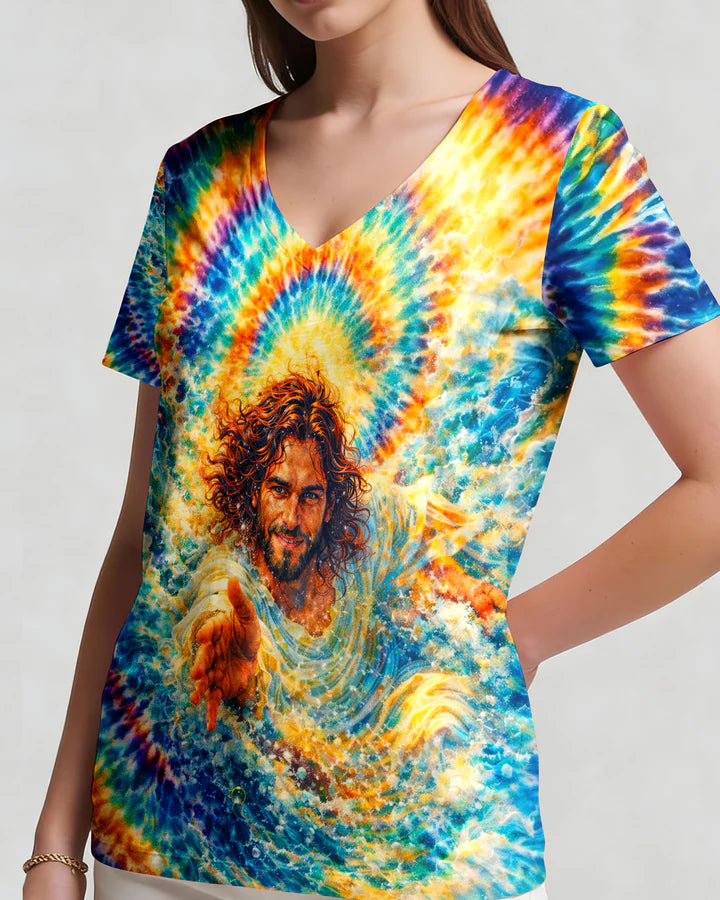 Cowgic Saved By His Grace Jesus Water Swirl Women's All Over Print Shirt