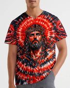 Cowgic Jesus Halo Of Faith Red & Black Swirl Men's All Over Print Shirt