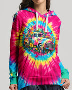 Cowgic Jesus Take The Wheel Colorful Swirl All Over Print Shirt