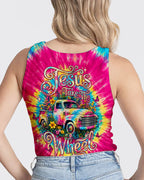 Cowgic Jesus Take The Wheel Colorful Swirl All Over Print Shirt