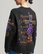 Cowgic Blessed By God Cross Rose All Over Print Shirt