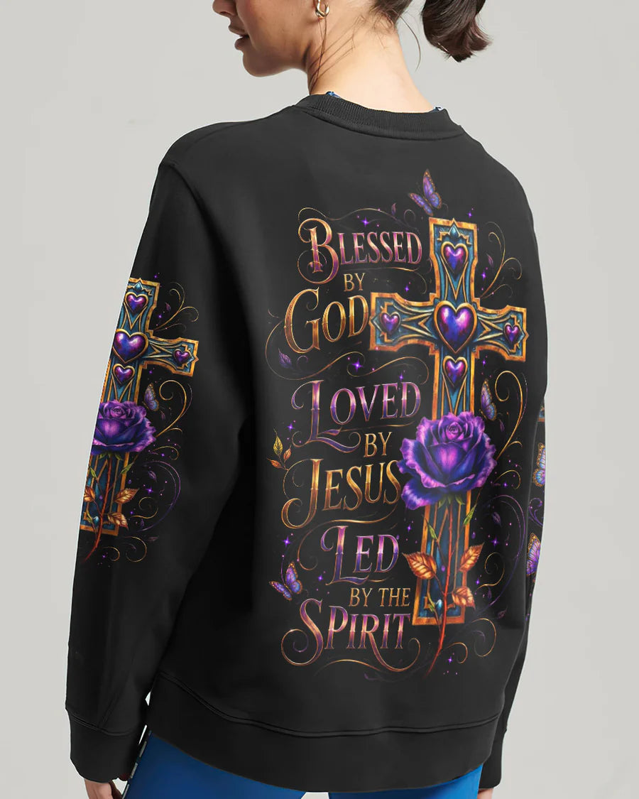 Cowgic Blessed By God Cross Rose All Over Print Shirt