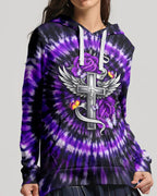 Cowgic Blessed By God Cross Rose Purple Swirl Women's All Over Print Shirt