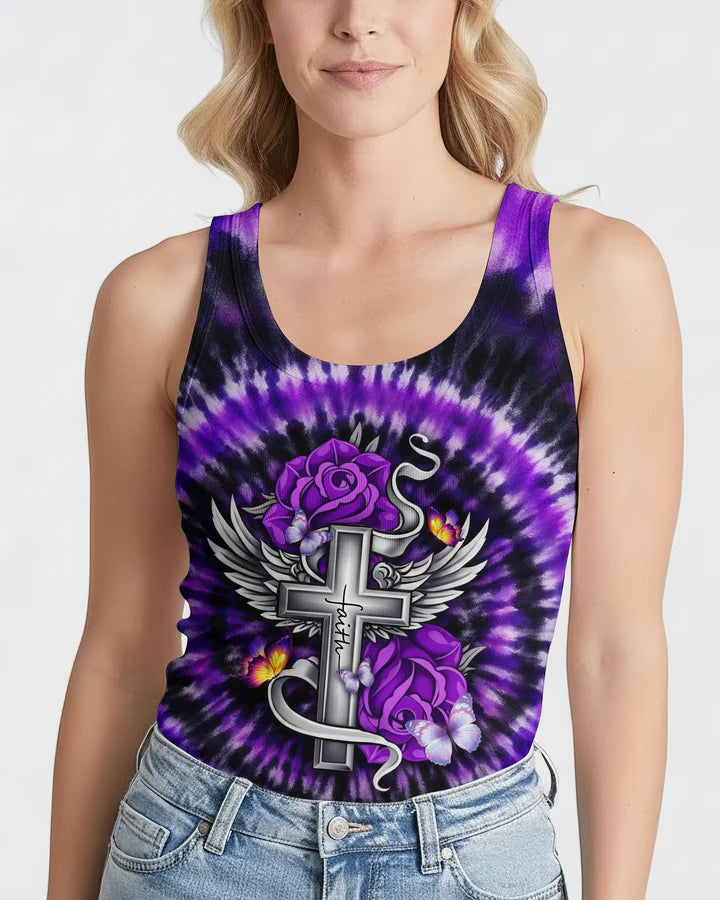 Cowgic Blessed By God Cross Rose Purple Swirl Women's All Over Print Shirt