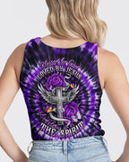 Cowgic Blessed By God Cross Rose Purple Swirl Women's All Over Print Shirt