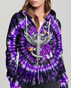 Cowgic Blessed By God Cross Rose Purple Swirl Women's All Over Print Shirt