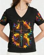 Cowgic Way Maker Miracle Worker Cross Sunflower Women's All Over Print Shirt