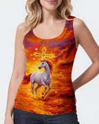 Cowgic Blessed By God Loved By Jesus Horse Women's All Over Print Shirt