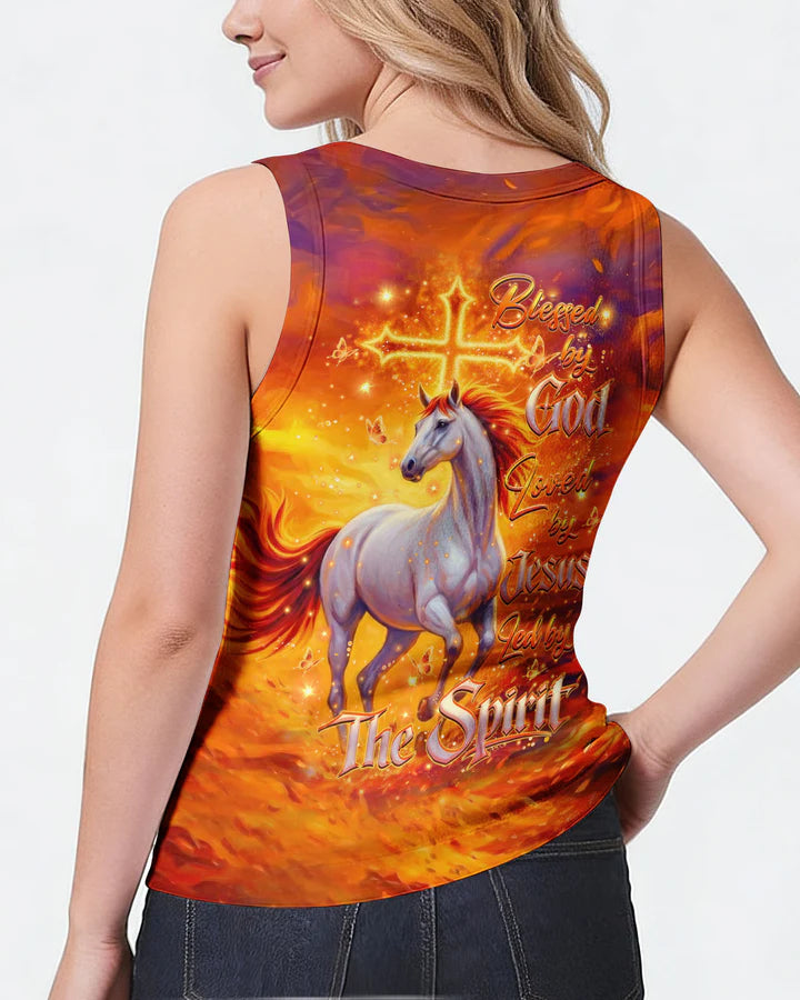 Cowgic Blessed By God Loved By Jesus Horse Women's All Over Print Shirt