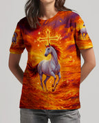 Cowgic Blessed By God Loved By Jesus Horse Women's All Over Print Shirt