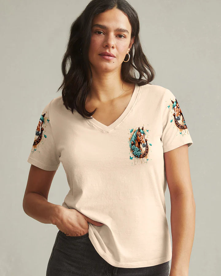 Cowgic Blessed By God Horse Women's All Over Print Shirt