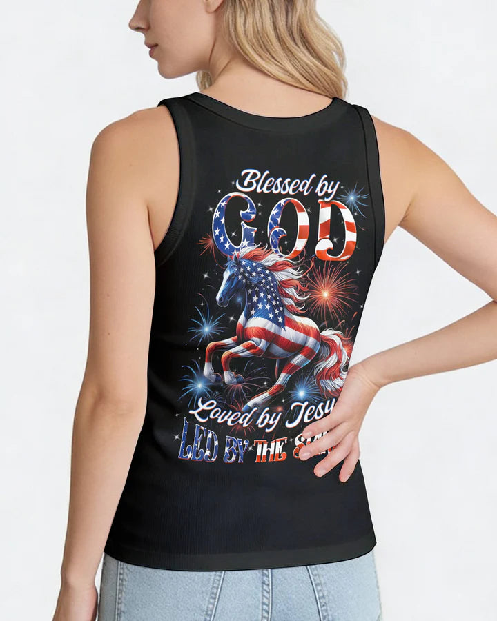 Cowgic Blessed By God Loved By Jesus Horse Women's All Over Print Shirt