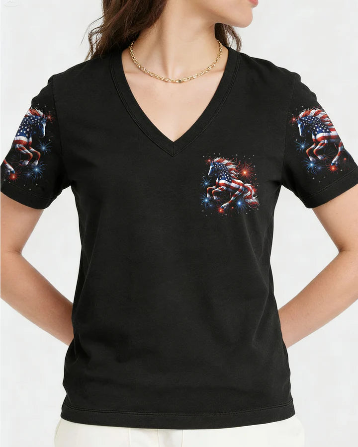Cowgic Blessed By God Loved By Jesus Horse Women's All Over Print Shirt