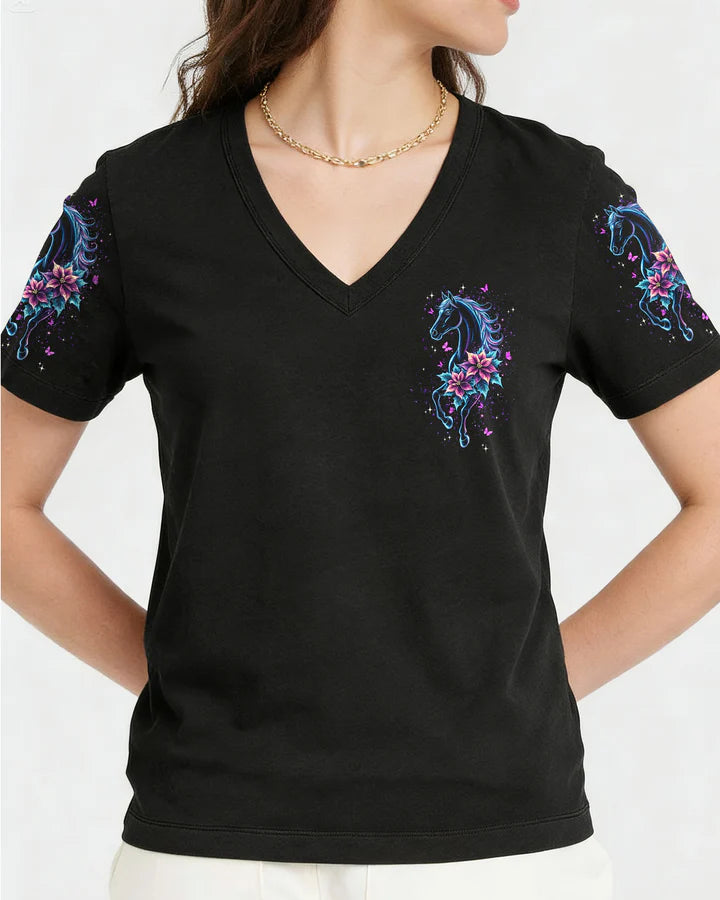 Cowgic Blessed By God Loved By Jesus Horse Women's All Over Print Shirt