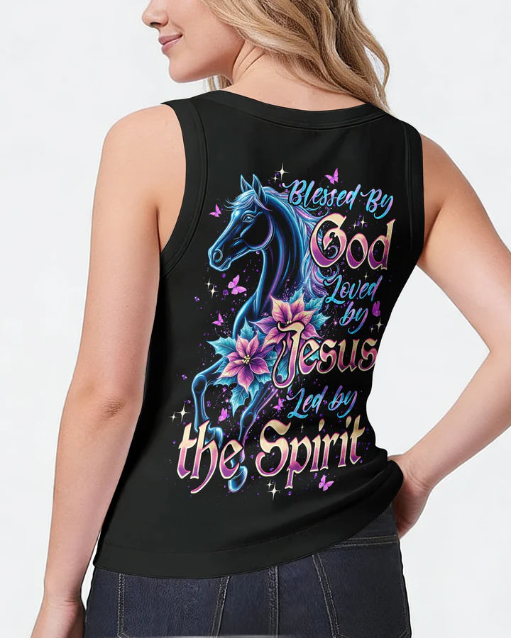 Cowgic Blessed By God Loved By Jesus Horse Women's All Over Print Shirt