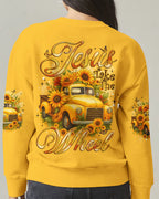 Cowgic Jesus Take The Wheel Sunflowers Women's All Over Print Shirt