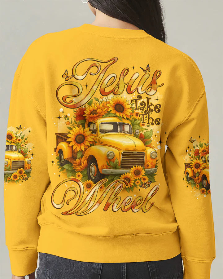 Cowgic Jesus Take The Wheel Sunflowers Women's All Over Print Shirt
