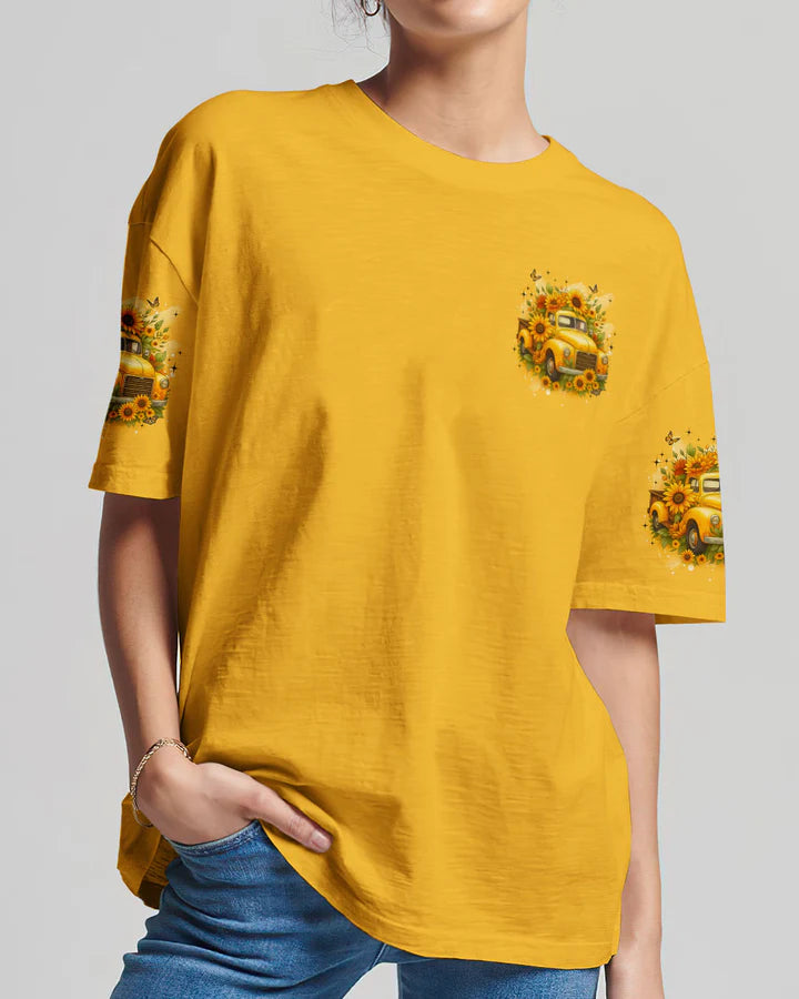 Cowgic Jesus Take The Wheel Sunflowers Women's All Over Print Shirt