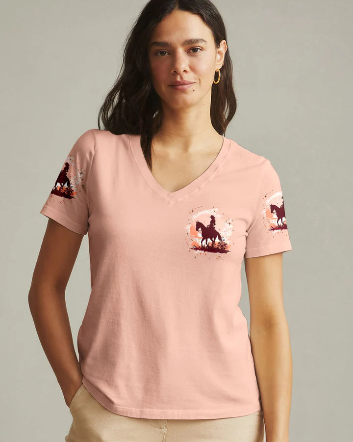 Cowgic This Girl Runs On Jesus And Horses Women's All Over Print Shirt