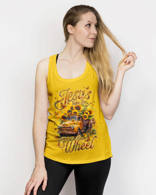 Cowgic Jesus Take The Wheel Sunflower Women's All Over Print Shirt