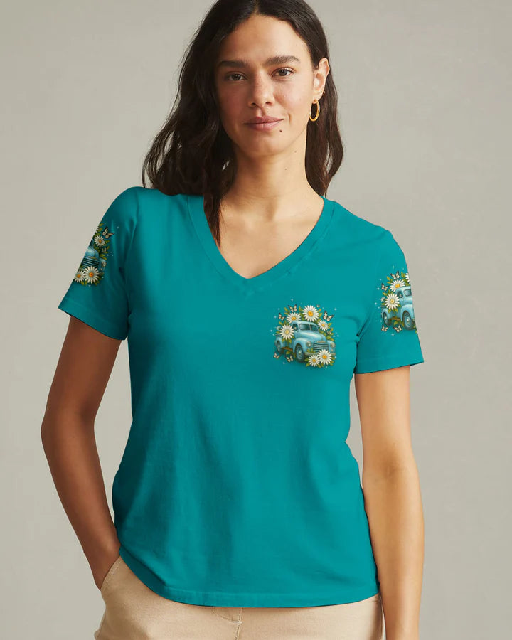 Cowgic Jesus Take The Wheel Daisies Women's All Over Print Shirt