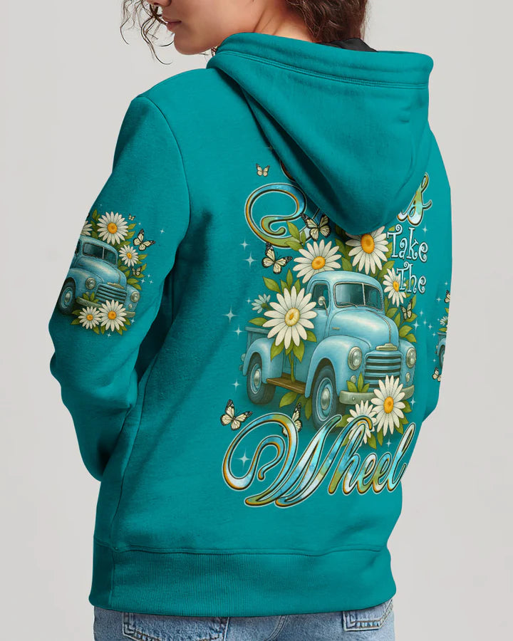 Cowgic Jesus Take The Wheel Daisies Women's All Over Print Shirt