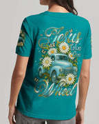 Cowgic Jesus Take The Wheel Daisies Women's All Over Print Shirt