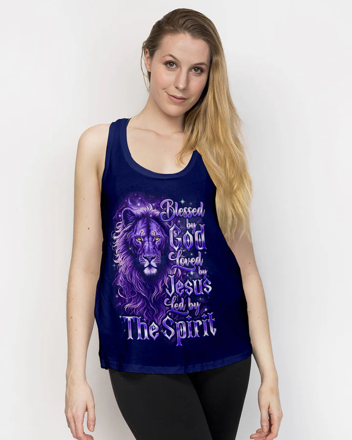 Cowgic Blessed By God Loved By Jesus Lion Women's All Over Print Shirt