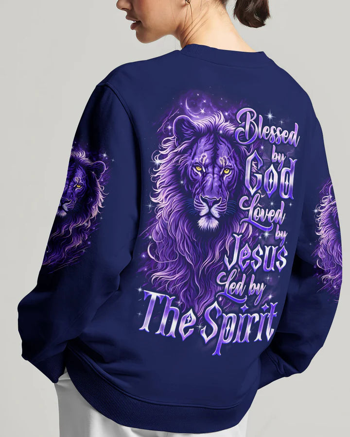 Cowgic Blessed By God Loved By Jesus Lion Women's All Over Print Shirt