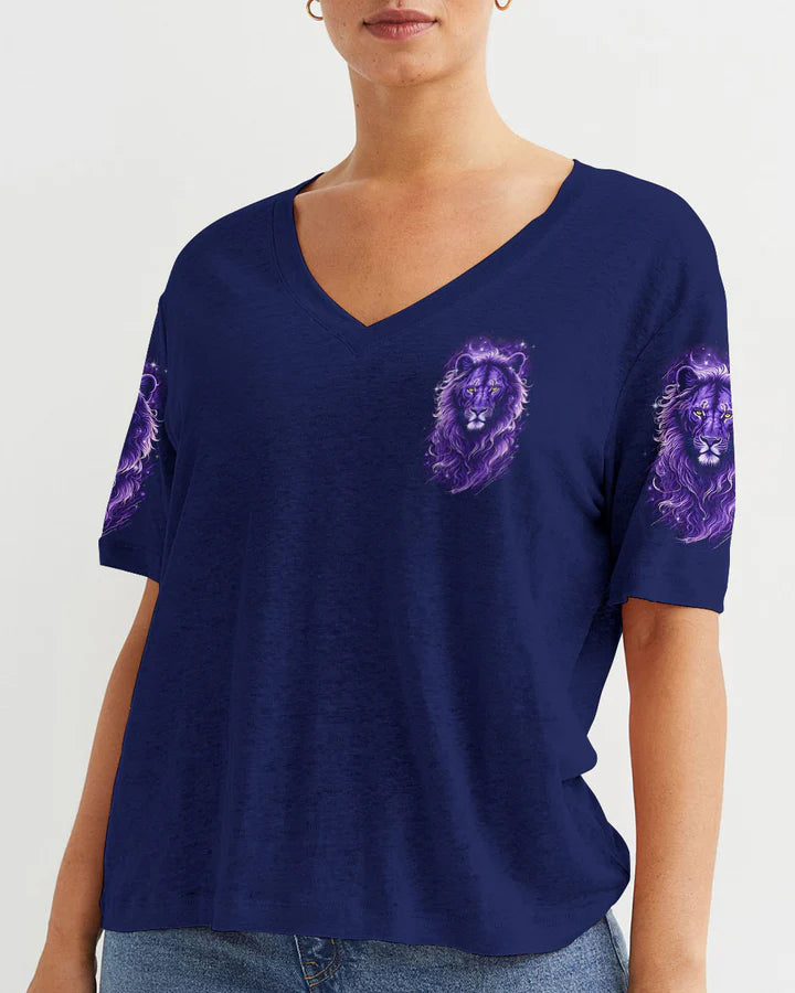 Cowgic Blessed By God Loved By Jesus Lion Women's All Over Print Shirt