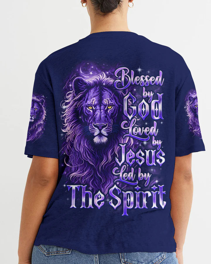 Cowgic Blessed By God Loved By Jesus Lion Women's All Over Print Shirt