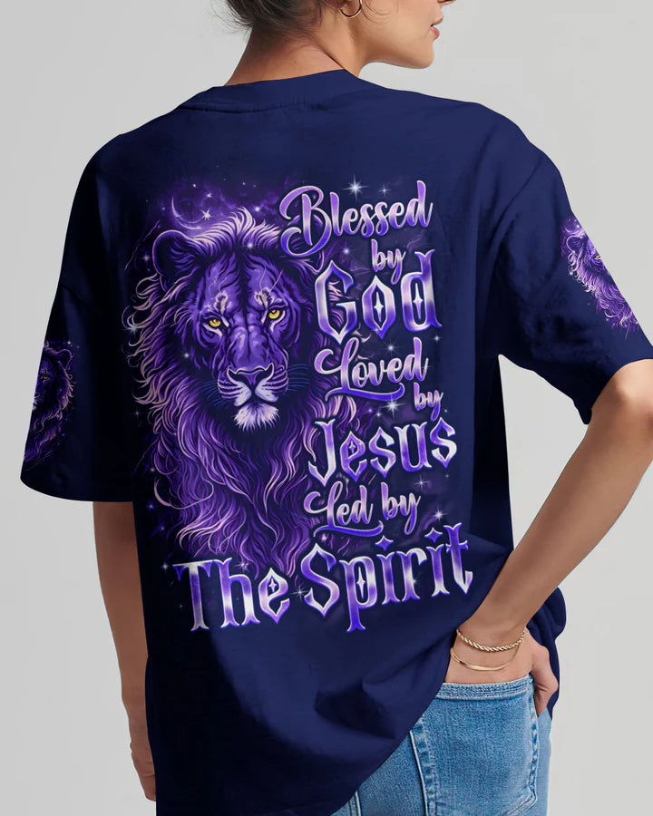 Cowgic Blessed By God Loved By Jesus Lion Women's All Over Print Shirt