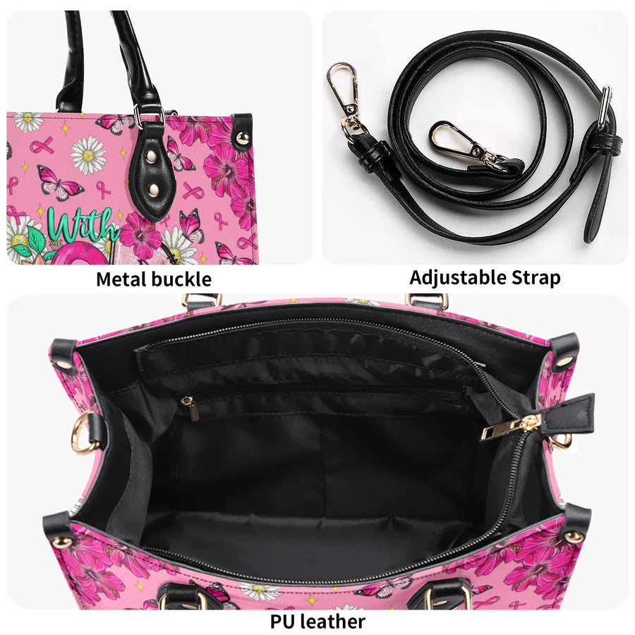 Cowgic With God All Things Are Possible Breast Cancer Leather Handbag
