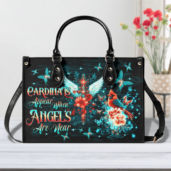 Cowgic Cardinals Appear When Angels Are Near Leather Handbag