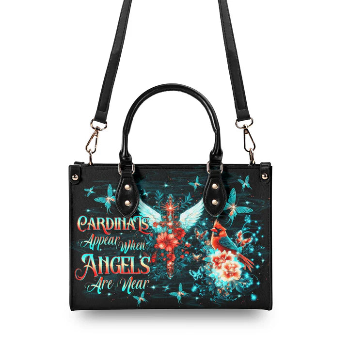Cowgic Cardinals Appear When Angels Are Near Leather Handbag