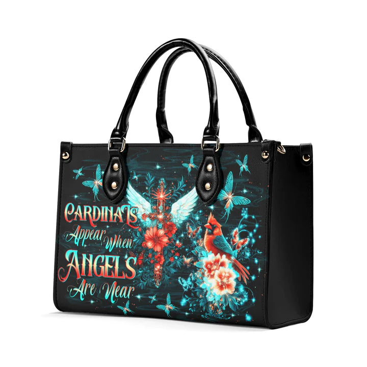 Cowgic Cardinals Appear When Angels Are Near Leather Handbag