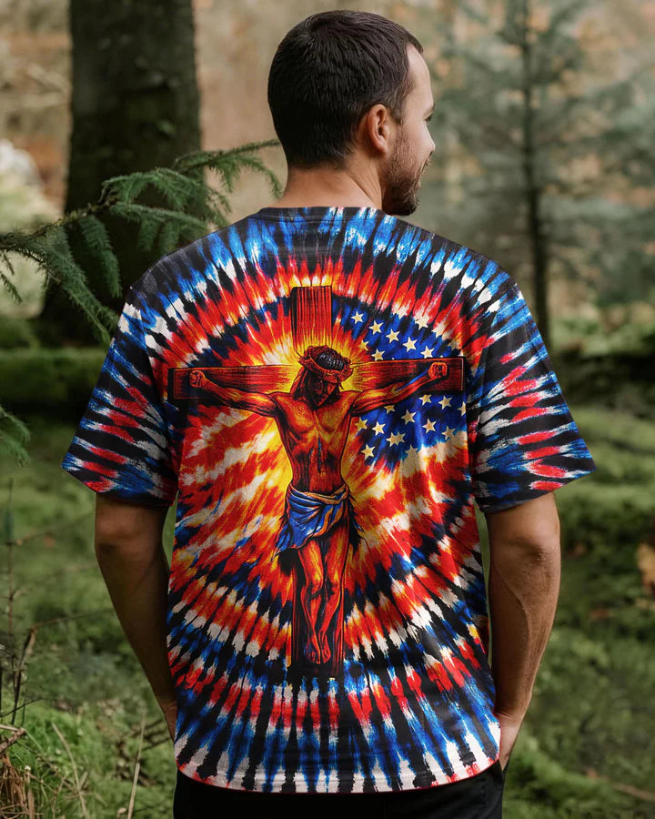 Cowgic Jesus On The Cross Swirl Men's All Over Print Shirt