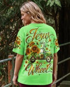 Cowgic Jesus Take The Wheel Truck Sunflower Women's All Over Print Shirt