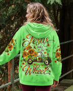 Cowgic Jesus Take The Wheel Truck Sunflower Women's All Over Print Shirt