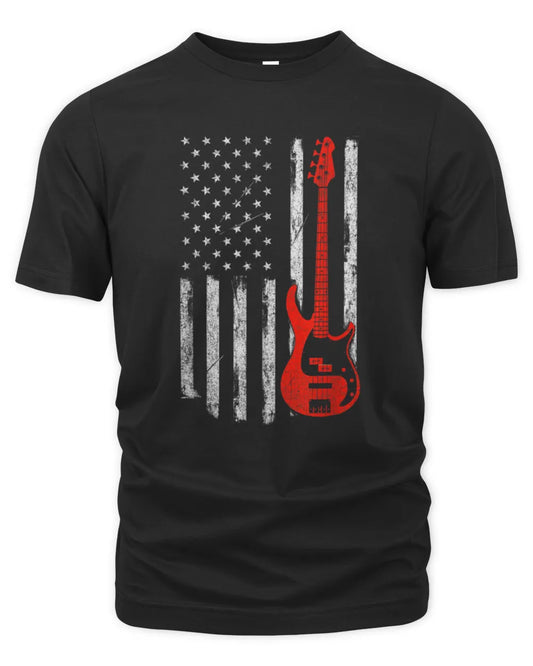 Cowgic USA American Flag Bass Guitar Player Musician