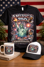 Cowgic America 250th Anniversary Fireworks – Statue of Liberty Patriotic T-Shirt