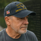 Cowgic Air Force Embroidered Washed Cap - AIM HIGH FLY FIGHT WIN - Custom Rank & Name - Vintage Distressed Cap for Veterans