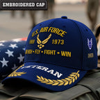 Cowgic Air Force Printed  Classic Cap - AIM HIGH FLY FIGHT WIN v2 - Custom Rank & Name - Embroidered Cap for Veterans
