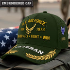 Cowgic Air Force Printed  Classic Cap - AIM HIGH FLY FIGHT WIN v2 - Custom Rank & Name - Embroidered Cap for Veterans