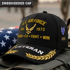 Cowgic Air Force Printed  Classic Cap - AIM HIGH FLY FIGHT WIN v2 - Custom Rank & Name - Embroidered Cap for Veterans