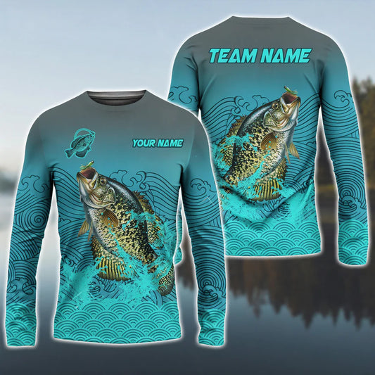 Cowgic Crappie Fishing Personalized Name And Team Name 3D Long Sleeve Shirt