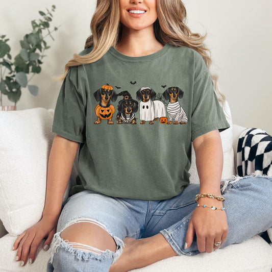 Cowgic Comfort Colors Dachshund Shirt, Halloween