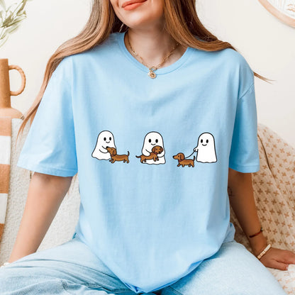 Cowgic Ghost Trio Halloween Dachshund T-shirt